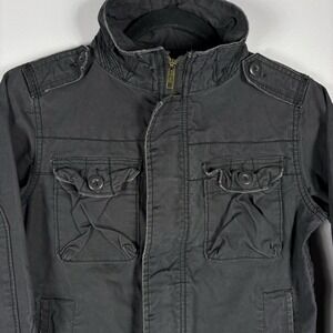 Steve & Barry's Boys Small 5-6 Dark Gray Full Zip Utility Cargo Pocket Jacket